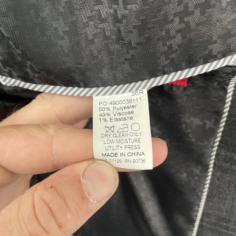 John Varvatos U.S.A. Blazer Mens 36R Gray Plaid Stretch Sport Coat Jacket Casual